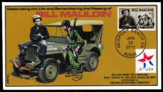   2012 Remembering Passing of Bill Mauldin Military Event Cover 1