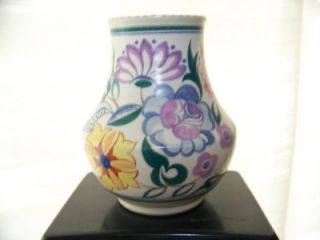 Vintage Poole Pottery Vase England 5 5 8H Flowers Imprinted Signed KS 