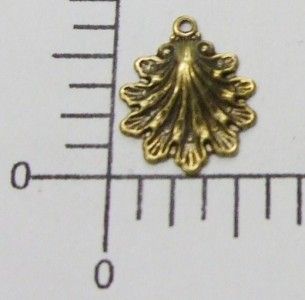 18913 6 PC Brass Oxidized Clamshell Charm Dangle Jewelry Finding 