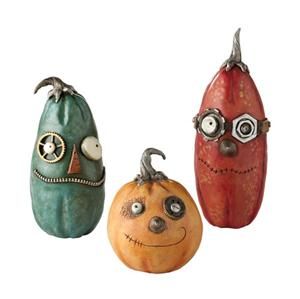   Pumpkinseeds Set of 3 Mini Pumpkin Figurines w/stems Folk Art Berryman
