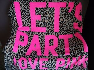   Secret Pink Leopard Neon Super Plush Super Soft Blanket Throw NEW