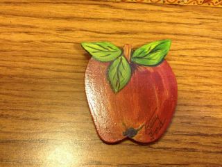 Wooden Apple Pin Made by Betty Ford in 1996 for Watt Conventioneers 
