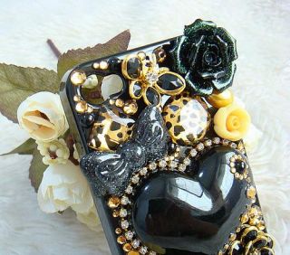   3D Big Heart Leopard Scrapbooking DIY Phone iPhone 4 4s 5 5g Case #1