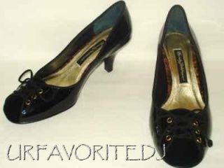 Beverly Feldman Perfection Black Patent Leather and Velvet Pumps Sz 7 
