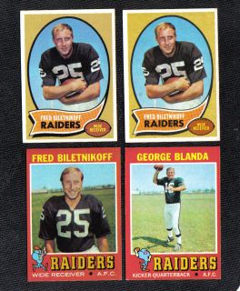   1971 TOPPS GEORGE BLANDA FRED BILETNIKOFF RAIDERS LOT OF 4 GREAT CARDS