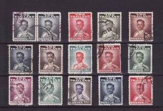 Thailand 1951 King Bhumibol Selection of 15 Stamps to 10 Baht Used 