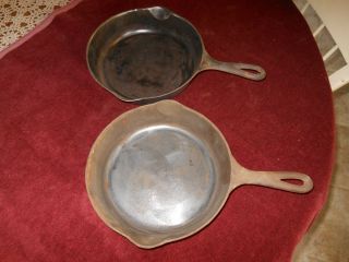 Wagner Sidney 0 1056 F 6 Cast Iron Skillets Pans 9 in Dia Sits Flat 
