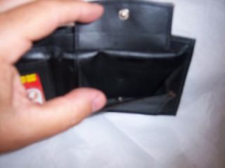 Boxed Slim Coin Pocket Billfolds Leather Wallet Black