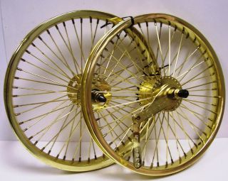 Bicycle Lowrider Bike Cruiser 16 Inch Wheelset Gold 52 Spokes Coaster 