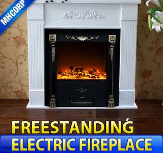 Black 25 Freestanding Electric Fireplace Home Heater Remote Control 