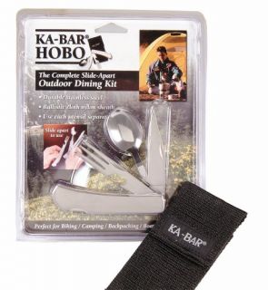 Ka Bar Hobo Stainless Fork Knife Spoon 3 in 1 Utensil Kit Nylon Sheath 