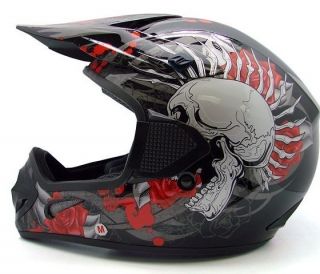 Black Rose Skull Dirt Bike Motocross Helmet MX Gear M