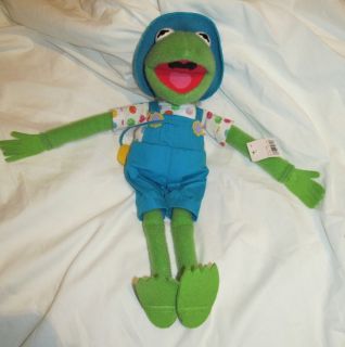 RARE Spring Gardener Farmer Kermit the Frog Muppet plush doll 1993 