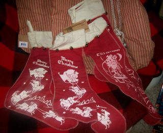 Vintage Look Christmas Stocking with Santa and Reindeer 19 Longx5 wide 