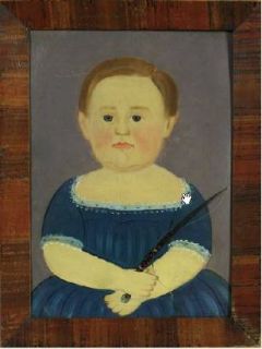 Northeast Auctions   Young Child in Blue with Riding Crop