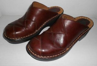 Bjorndal Dark Brown Woven Leather Clogs Mules 2 Heel Womens Size 5M 