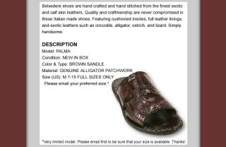 Belvedere Palma Alligator Croc Shoes Sandals Brown