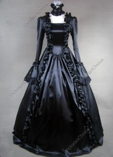 Victorian Gothic Cosplay Satin Dress Ball Gown Prom Reenactment 119 M 