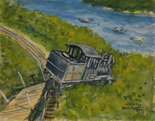 Bill Paxton 1930 2007 Maine Artist Train WW F Narrow Guage Derailed 
