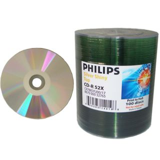600 Philips 52x CD R Silver Shiny Thermal Printable Blank Recordable 