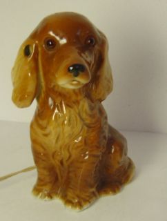 lovely old porcelain dachshund dog perfume lamp with glass eyes 