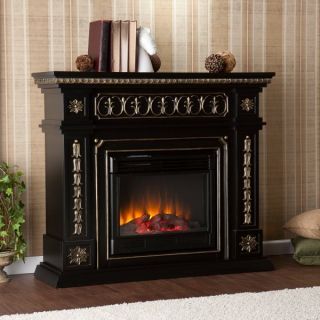 New Donovan Black Electric Flame Fireplace Mantle TV Stand SEI FE9661 