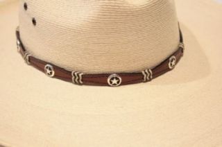 02972 BN Texas Ranger Concho Scalloped Black Leather Hat Bands Western 