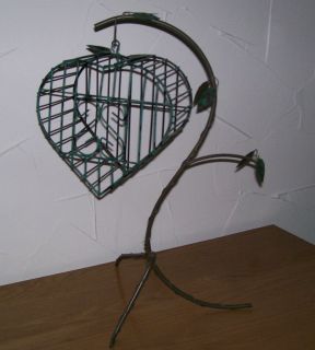Heart Shaped Wire Bird Cage w vine stand Wedding Birdcage Metal 