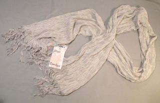 bindya light silver gray long fringed scarf nwt