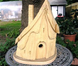 birdhouse chainsaw carved seasoned pine 19 5 high