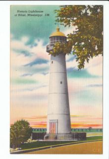 Great crisp postcard with view of the Old Biloxi Light, one of the 