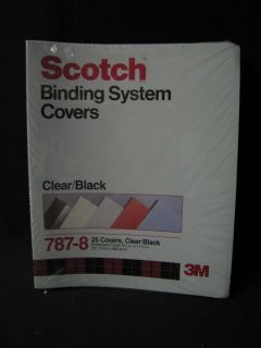 3M Scotch Binding System Covers, 787 8 Clear/Black 1 package of 25 NOS