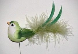   12 Pc 3D Green Fake Bird on Pick Decorative Artificial Craft Birds New