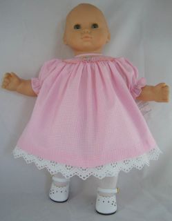 DOLL CLOTHES fits Bitty Baby Pink Gingham Smocked Dress BIRTHDAY CAKE!