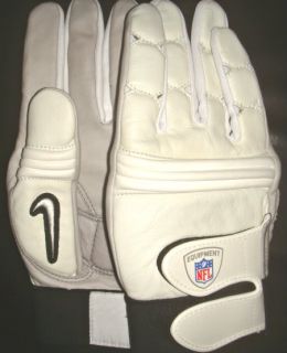 Mens L White New Nike NFL Player Issue Padded Lineman Football Gloves 