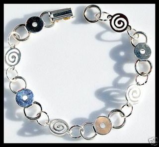 Unique Swirl Silver Plated Link Bracelet Blank Form