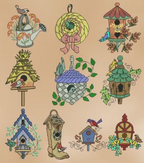 Exotic Bird Houses Machine Embroidery Designs 4x4 CD