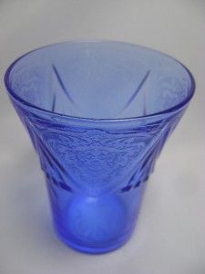   Glass One Royal Lace Cobalt Blue Juice Tumbler by Hazel Atlas