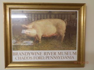 JAMES WYETH FRAMED ORIGINAL BRANDYWINE MUSEUM CHADDFOR PA PIG PRINT 