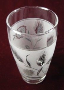 Vintage Gray And Black Wheat & Flowers Iced Tea Tumbler White & Clear 