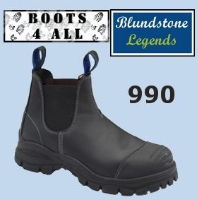 Blundstone Work Boots 990 Steel Toe Safety Black Elastic Sided Brand 