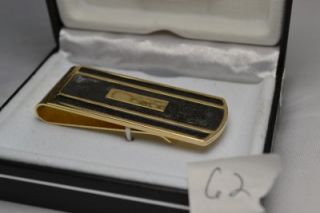 New Colibri Gold Black Onyx and Marble Inlay Engravable Money Clip 62 