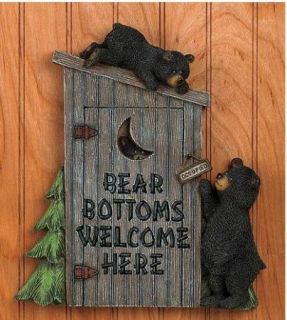 Black Bear Outhouse Rules Bathroom Lodge Sign Plaque