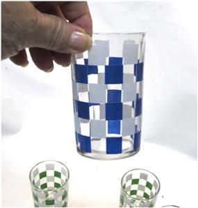1930s Checkerboard Pattern Swanky Swigs Glasses Funky for Juice or 