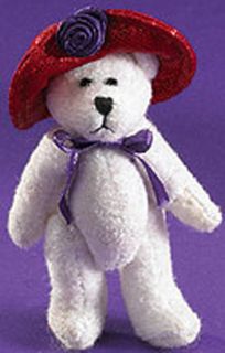 Red Hat Society Jointed White Tiny Teddy Bear Pin LQQK