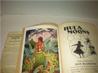 Hula Moons Don Blanding Sixth Printing 1936 Hardcover with Dust Jacket 