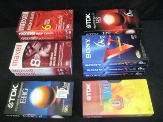 Mixed Lot of 13 New Blank VHS Tapes 6 Hours T 120 Sony TDK Maxell High 