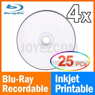 25 White Inkjet Printable BD R Blue Blu Ray Blank Disc