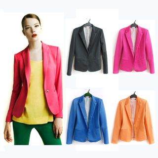   Color Lapel Slender Lining Cotton Jacket Blazers Suit 4 Color