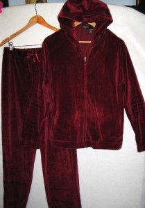 BOBBIE BROOKS WOMAN ~ Burgundy Track suit Sweatsuit Hoodie XL JACKET L 